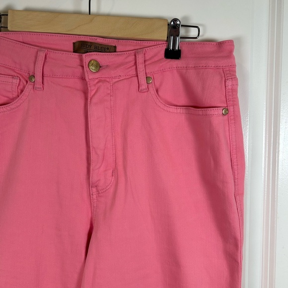 Judy Blue Pink HIGH RISE CONTROL‎ TOP WIDE LEG CROP JEANS Size 13/31 JB88822 - Picture 4 of 10
